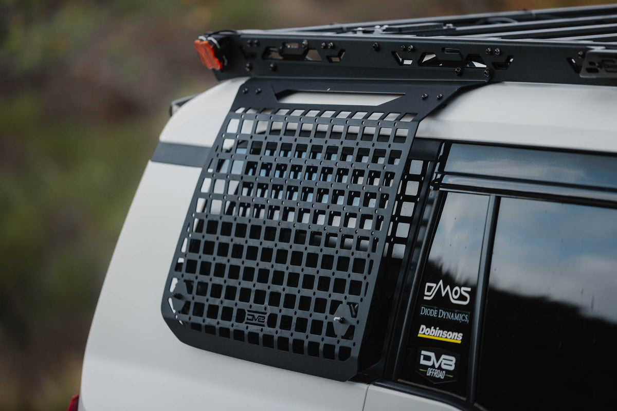 2024+ Toyota Land Cruiser & Lexus GX 550 Exterior Window Molle Panel installed on the passenger side ready for carrying gear on the exterior window