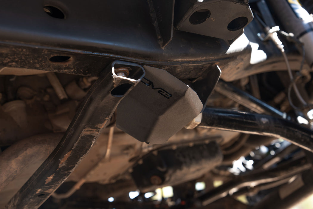 Installed Jeep Wrangler JK Front Frame Link Skid Plates for 2007-2018 models