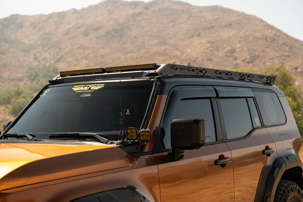 Two 20" light bars on the Light Mount for the Toyota Land Cruiser 250 Series & Lexus GX 550 Roof Rack