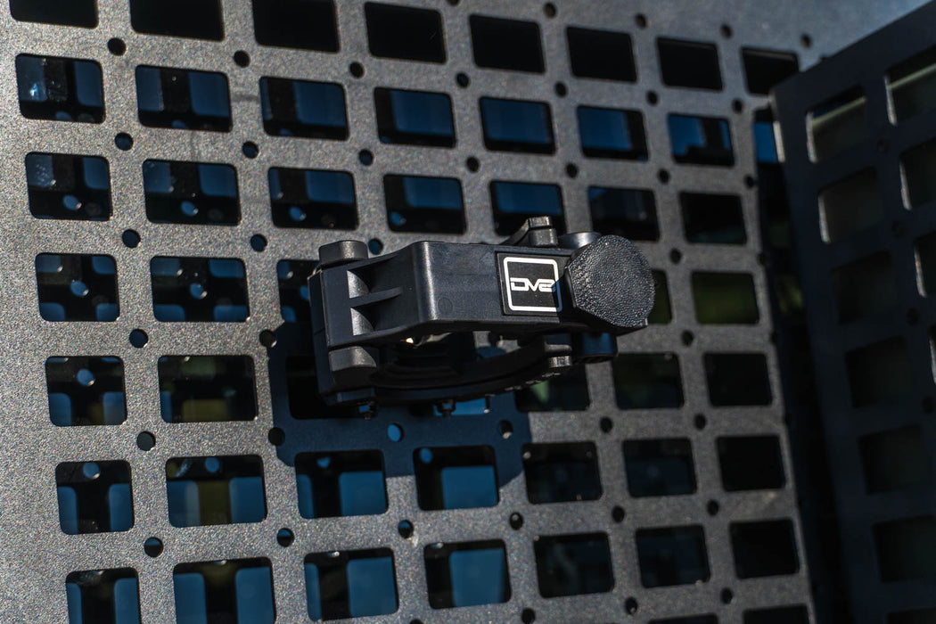 Universal Locking Tool Clamp installed on molle panel ready for tool