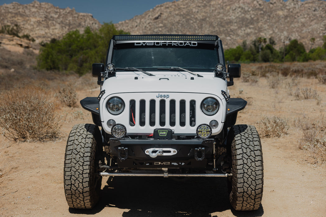 Jeep exploring the desert trails with DV8 Xtract 9.5k Synthetic Rope Winch installed