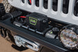 Close up view of installed Xtract 9.5k Synthetic Rope Winch for off roading