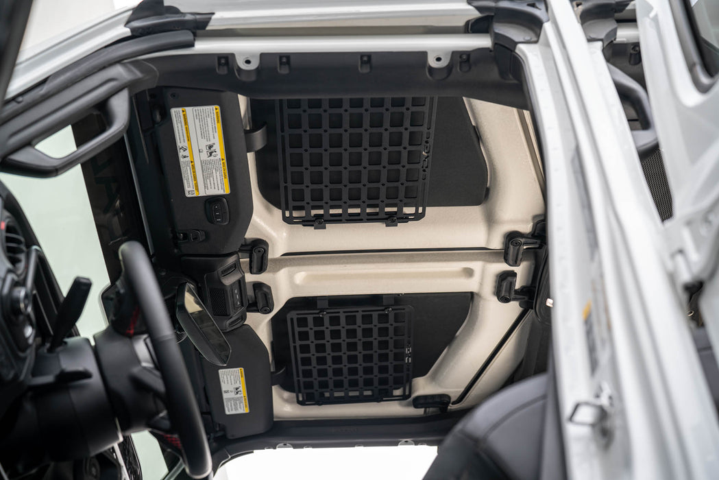 Jeep Wrangler JL Roof Mounts with 15” x 12” Molle Panel installed on both sides without accessories.