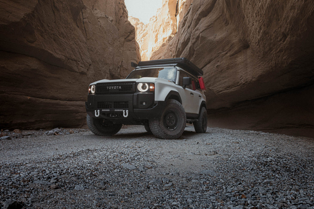 Roof Rack for the 250 Series Toyota Land Cruiser & Lexus GX 550 driving through a rocky canyon