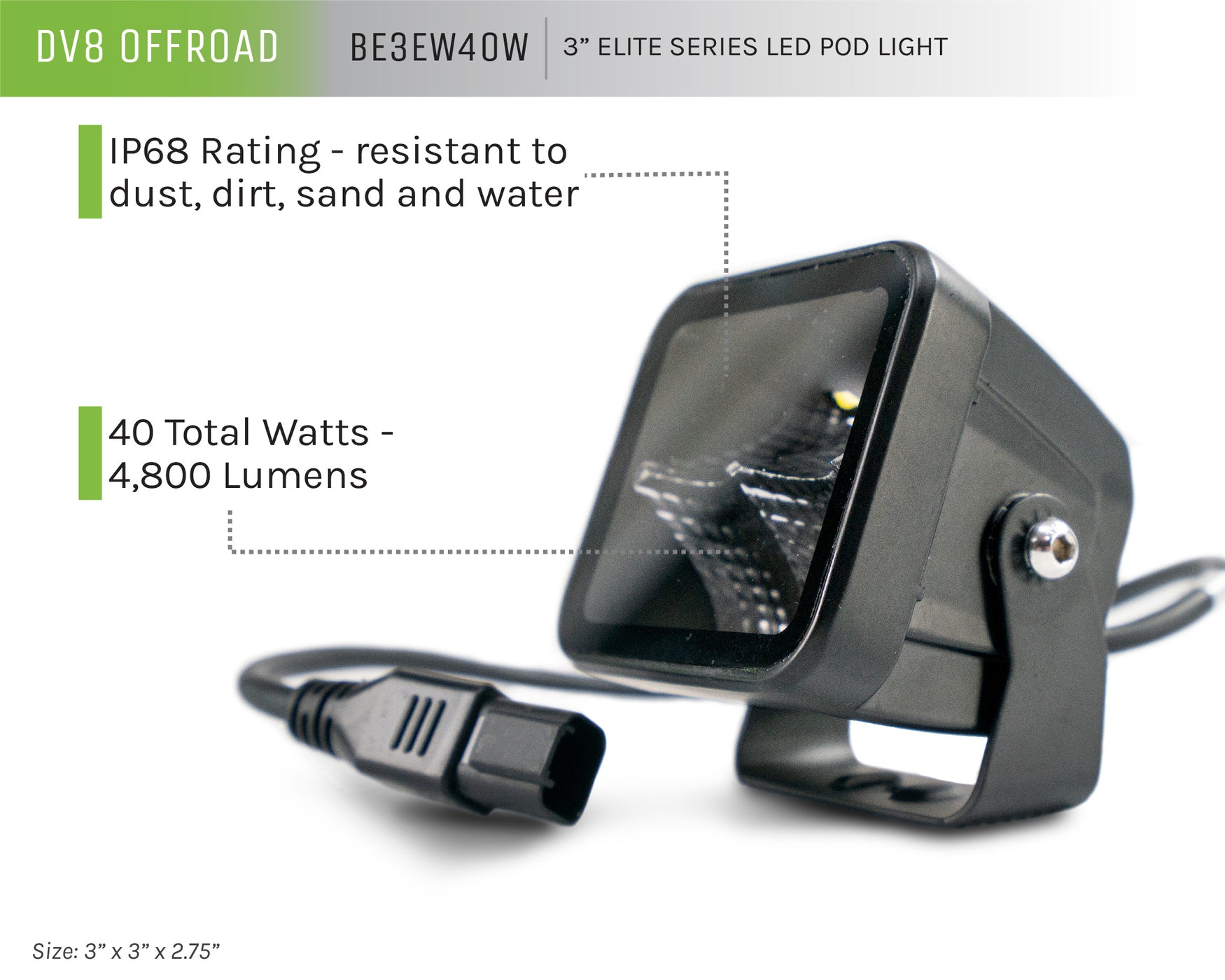 3-Inch Elite Series LED Pod Light - DV8 Offroad